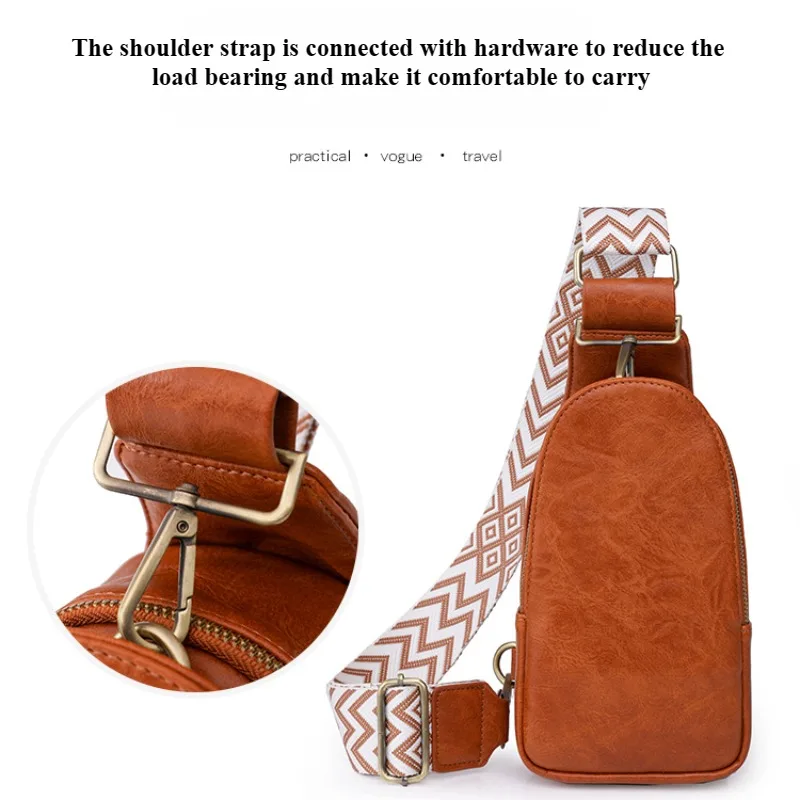 Only Self Pickup---Women Chest Bag Sling Bag, Guitar Strap Small Crossbody PU Leather Satchel Daypack view 8