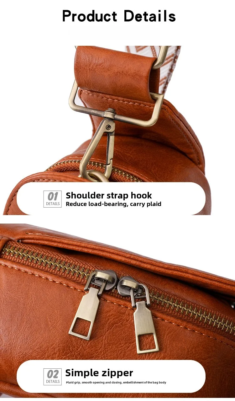 Only Self Pickup---Women Chest Bag Sling Bag, Guitar Strap Small Crossbody PU Leather Satchel Daypack view 18
