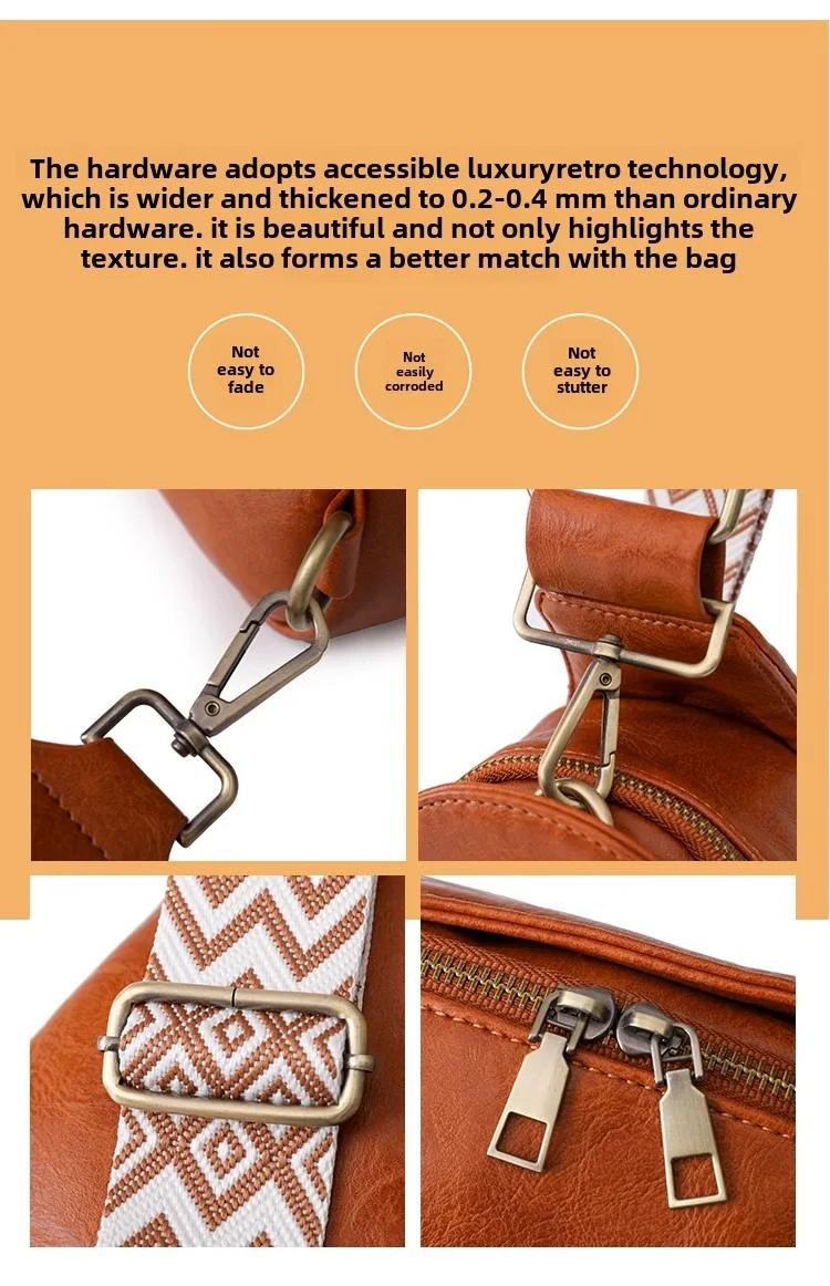 Only Self Pickup---Women Chest Bag Sling Bag, Guitar Strap Small Crossbody PU Leather Satchel Daypack view 10
