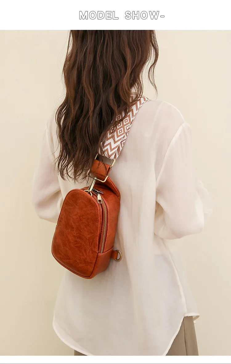 Only Self Pickup---Women Chest Bag Sling Bag, Guitar Strap Small Crossbody PU Leather Satchel Daypack view 15