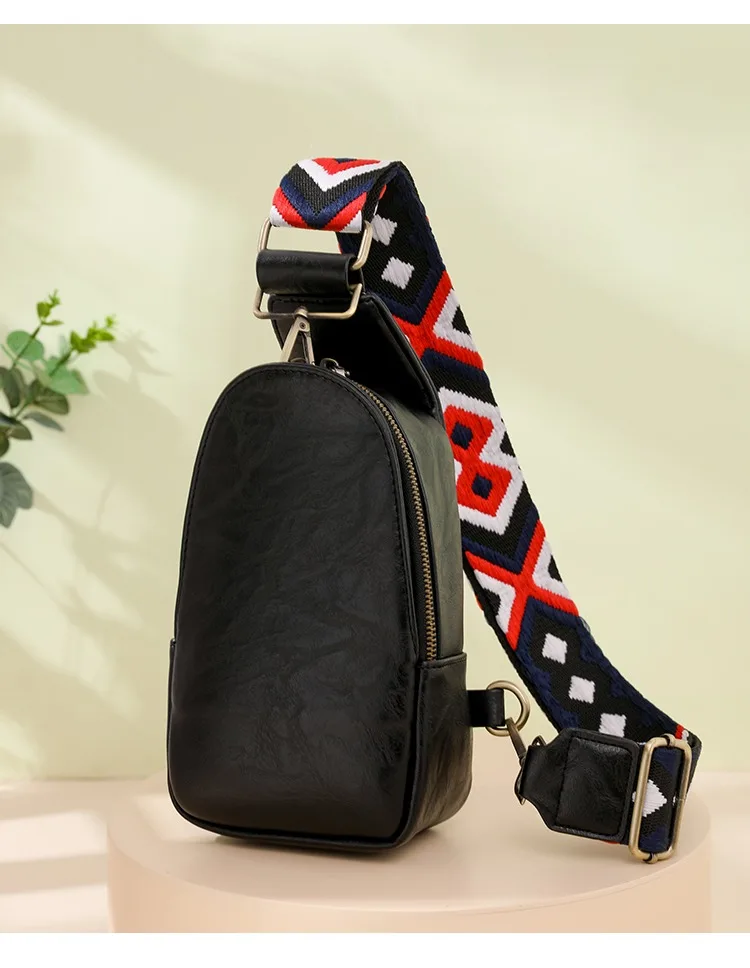 Only Self Pickup---Women Chest Bag Sling Bag, Guitar Strap Small Crossbody PU Leather Satchel Daypack view 16