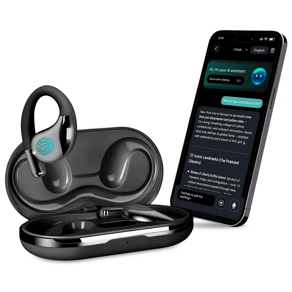 Open-Ear AI Translation Earbuds 165-Language Real-Time AI Headphone Wireless 5.4 Translating Earbuds With Charging Case For Travel Meetings view 3