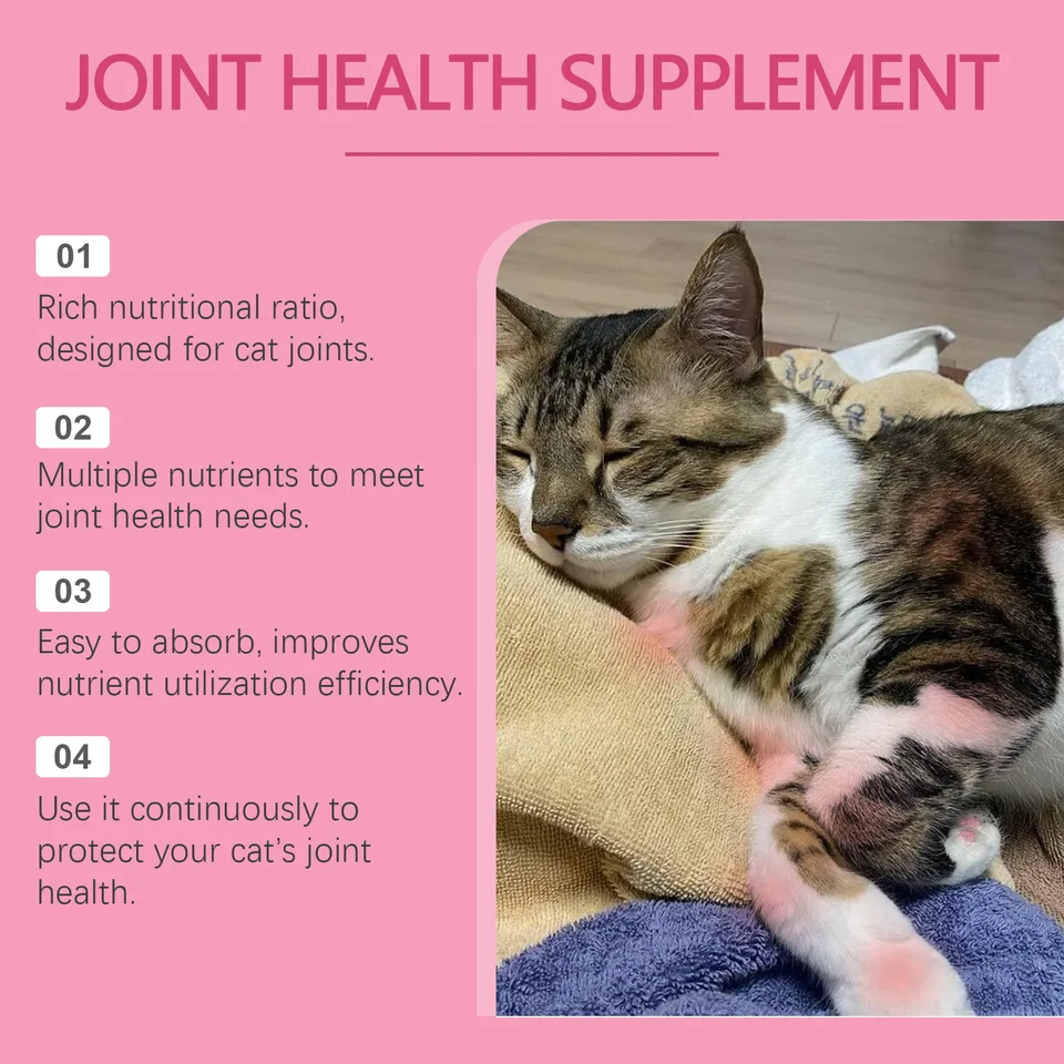 Cat Joint Health Support Tablets, Glucosamine Joint Supplement For All Breeds & Sizes Cats, 80 Count Joint Care Chewable Tablets To Relieve view 4