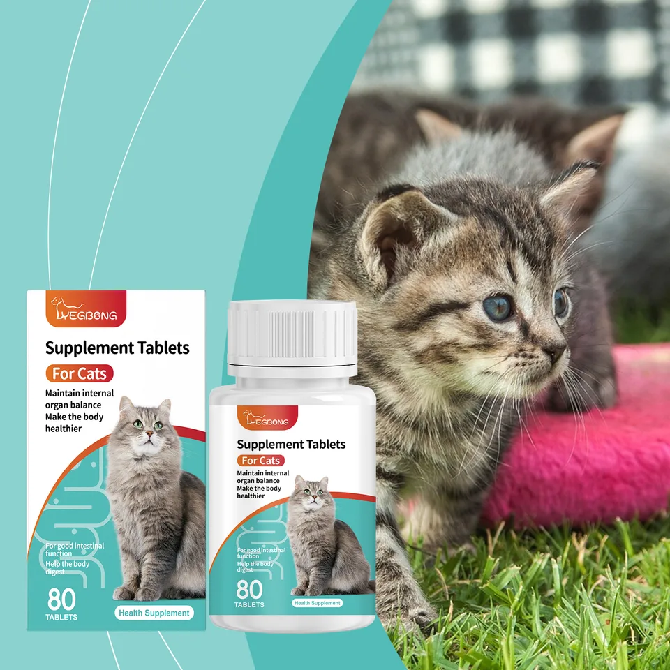 Cat Probiotic Supplement Tablets, Gut & Digestive Health Support With Vitamin B2 & Selenium, Immune, Skin & Vision Care, 80 Tablets view 2