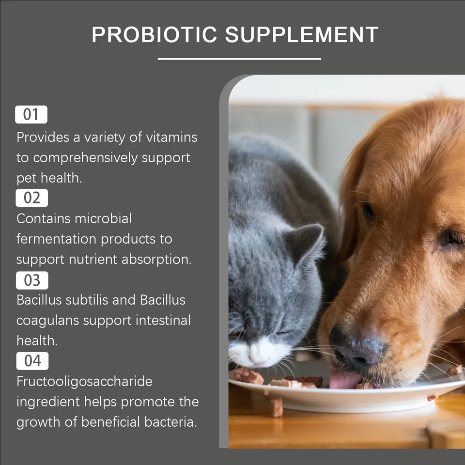 Pet Probiotic Chewable Tablets For Dogs & Cats Digestive Health Support, Immune Booster With Vitamin B2 & Yeast Selenium, 80 Tablets view 3