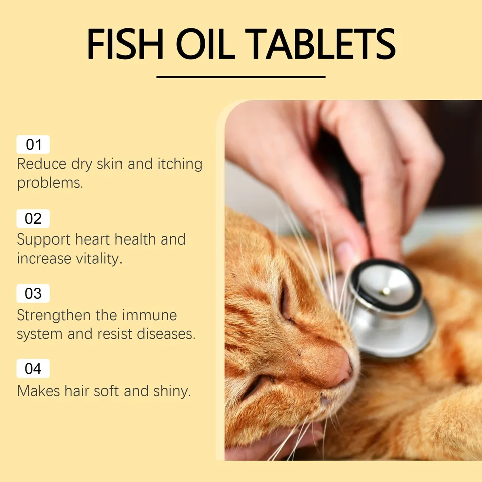 Cat 3 Fish Oil Tablets, Multivitamin Skin & Coat Supplement For Cats, Support Immune, Heart & Bone Health, 60 Chewable Tablets view 4