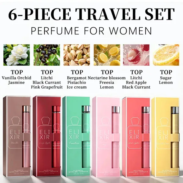 Women's 6-Piece Set Travel Perfume 35ml 1.18oz Perfume For Her PDQ Sweet Gourmand & Floral Fragrances Long Lasting For Party Night Out & Daily Wear Perfect Gift For Girlfriend, Best Friend, Mother view 3