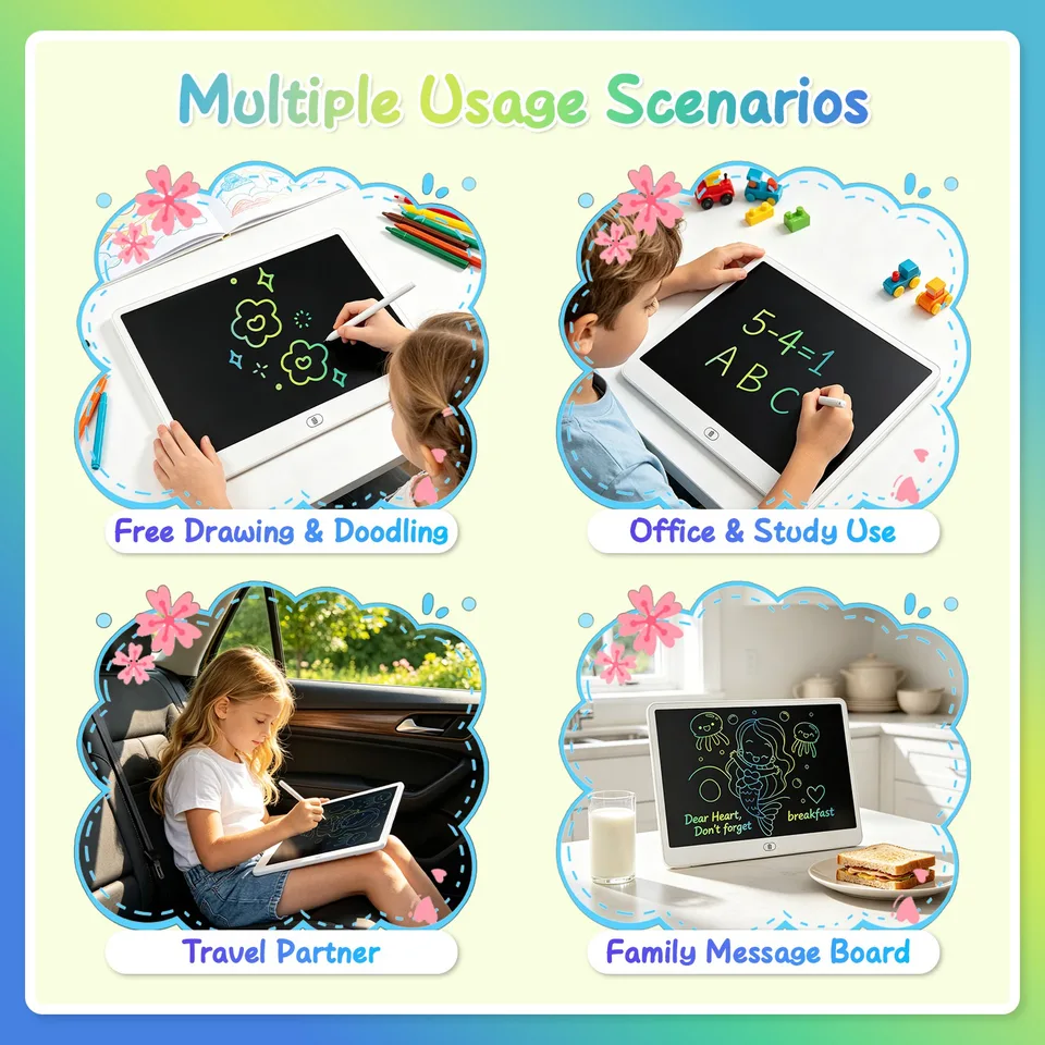 LCD Writing Tablet For Kids, Reusable Doodle Board With Stylus & Lock Function, One-Touch Erase Drawing Pad For Boys Girls Toddler Travel view 4