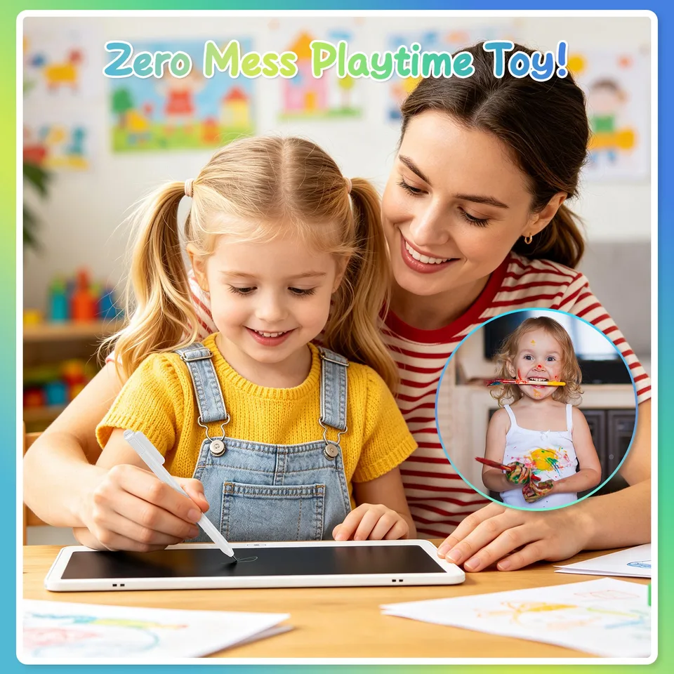 LCD Writing Tablet For Kids, Reusable Doodle Board With Stylus & Lock Function, One-Touch Erase Drawing Pad For Boys Girls Toddler Travel view 20