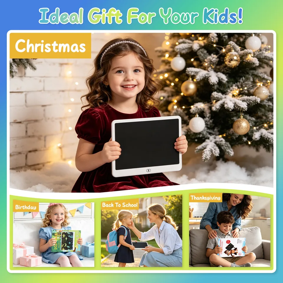 LCD Writing Tablet For Kids, Reusable Doodle Board With Stylus & Lock Function, One-Touch Erase Drawing Pad For Boys Girls Toddler Travel view 6