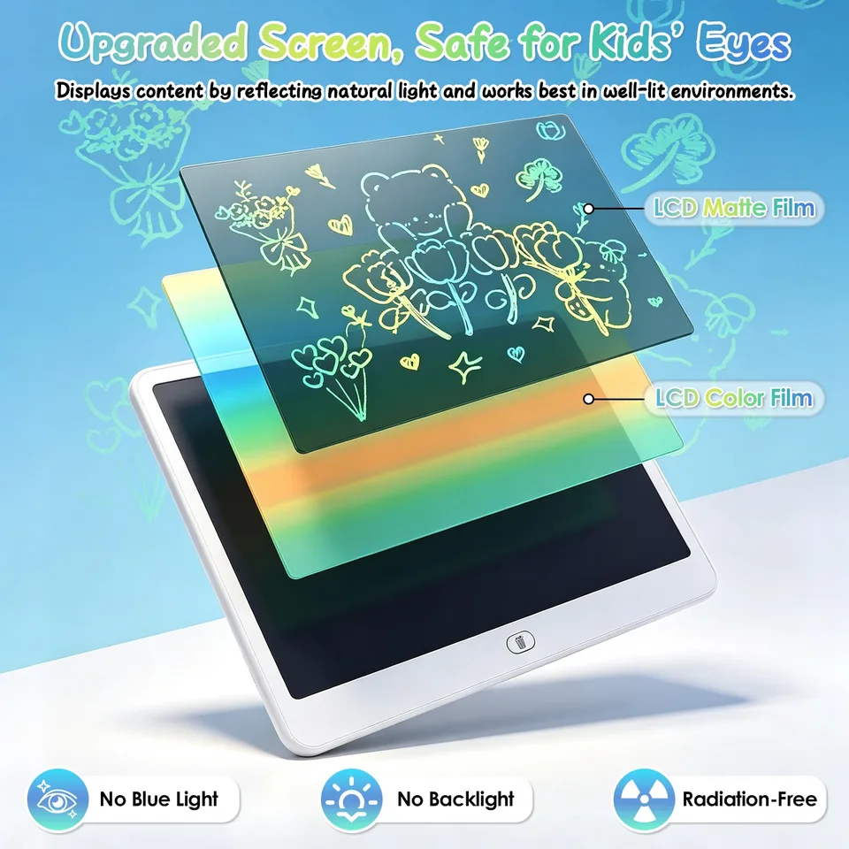 LCD Writing Tablet For Kids, Reusable Doodle Board With Stylus & Lock Function, One-Touch Erase Drawing Pad For Boys Girls Toddler Travel view 18