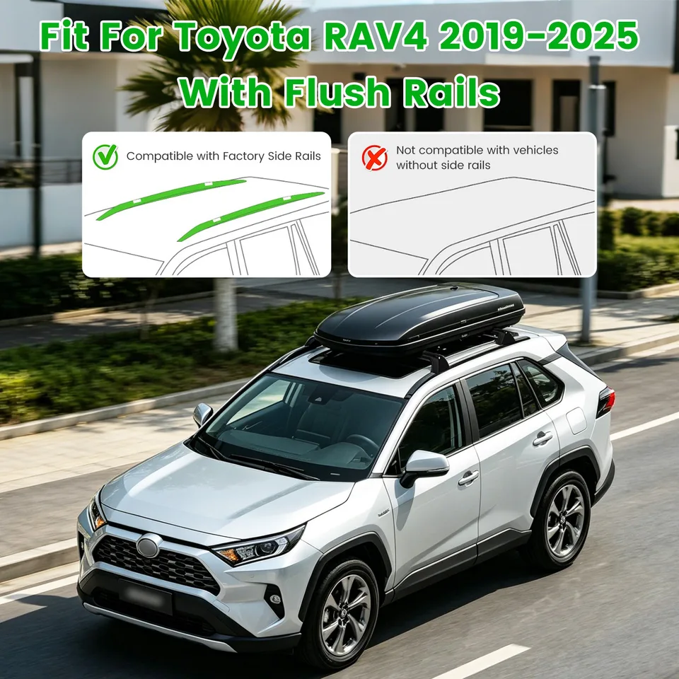 Roof Rack Cross Bars For Fit RAV4 2019-2025 Aluminum Roof Rails Cargo Crossbars For Flush Side Rails Heavy Duty Rooftop Carrier Anti-Theft view 12
