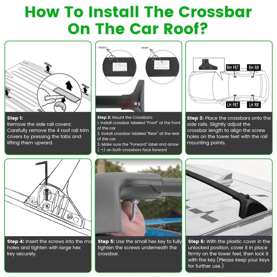 Roof Rack Cross Bars For Fit RAV4 2019-2025 Aluminum Roof Rails Cargo Crossbars For Flush Side Rails Heavy Duty Rooftop Carrier Anti-Theft view 4
