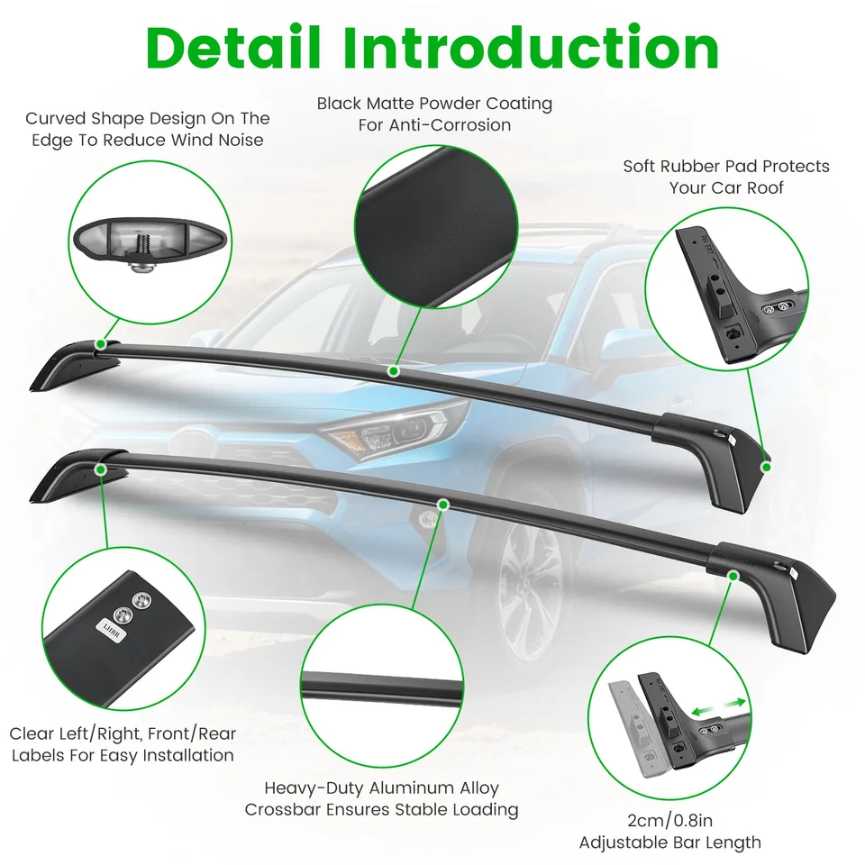 Roof Rack Cross Bars For Fit RAV4 2019-2025 Aluminum Roof Rails Cargo Crossbars For Flush Side Rails Heavy Duty Rooftop Carrier Anti-Theft view 2