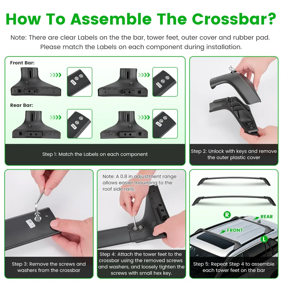 Roof Rack Cross Bars For Fit RAV4 2019-2025 Aluminum Roof Rails Cargo Crossbars For Flush Side Rails Heavy Duty Rooftop Carrier Anti-Theft view 8