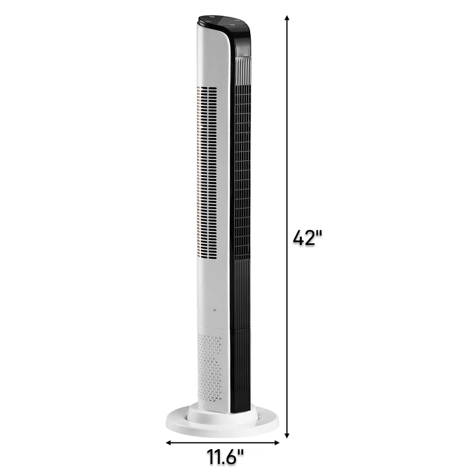 42 Inch Smart Tower Fan, 110V 65W All-Copper Motor Bladeless Standing Fan, Remote WiFi APP Control, Digital Display, 3 Speeds 3 Modes, 12H Timer, Space Saving Tower Fan For Bedroom Living Room, No Wat view 3