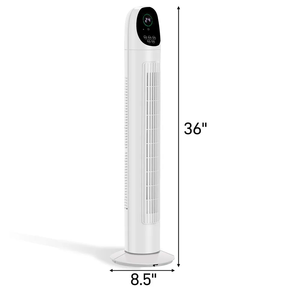 34 Inch Tower Fan, 110V 50W Quiet Standing Fan With Remote Control & Digital LED Display, 9-Hour Timer, Concave Air Outlet, Slim Space-Saving Floor Fan For Indoor Home Bedroom Living Room view 3
