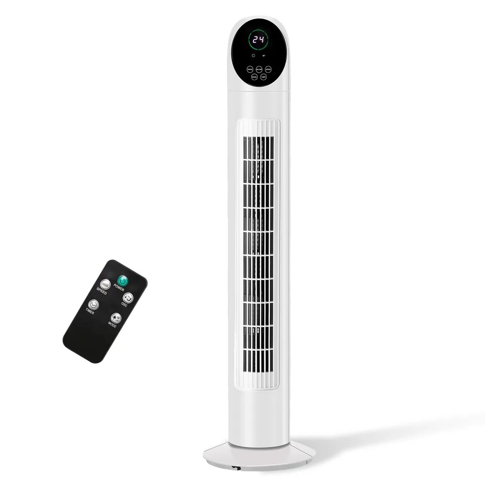 34 Inch Tower Fan, 110V 50W Quiet Standing Fan With Remote Control & Digital LED Display, 9-Hour Timer, Concave Air Outlet, Slim Space-Saving Floor Fan For Indoor Home Bedroom Living Room view 4