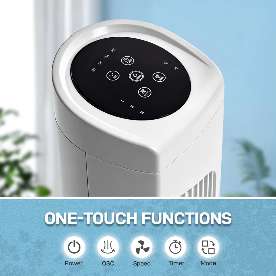 32 Inch Tower Fan With Remote & Touch Control, 110V 45W Quiet Oscillating Column Fan, Copper Motor, 3 Speeds 3 Modes, 7.5H Timer, Slim White Standing Fan For Bedroom Living Room Home Use view 4