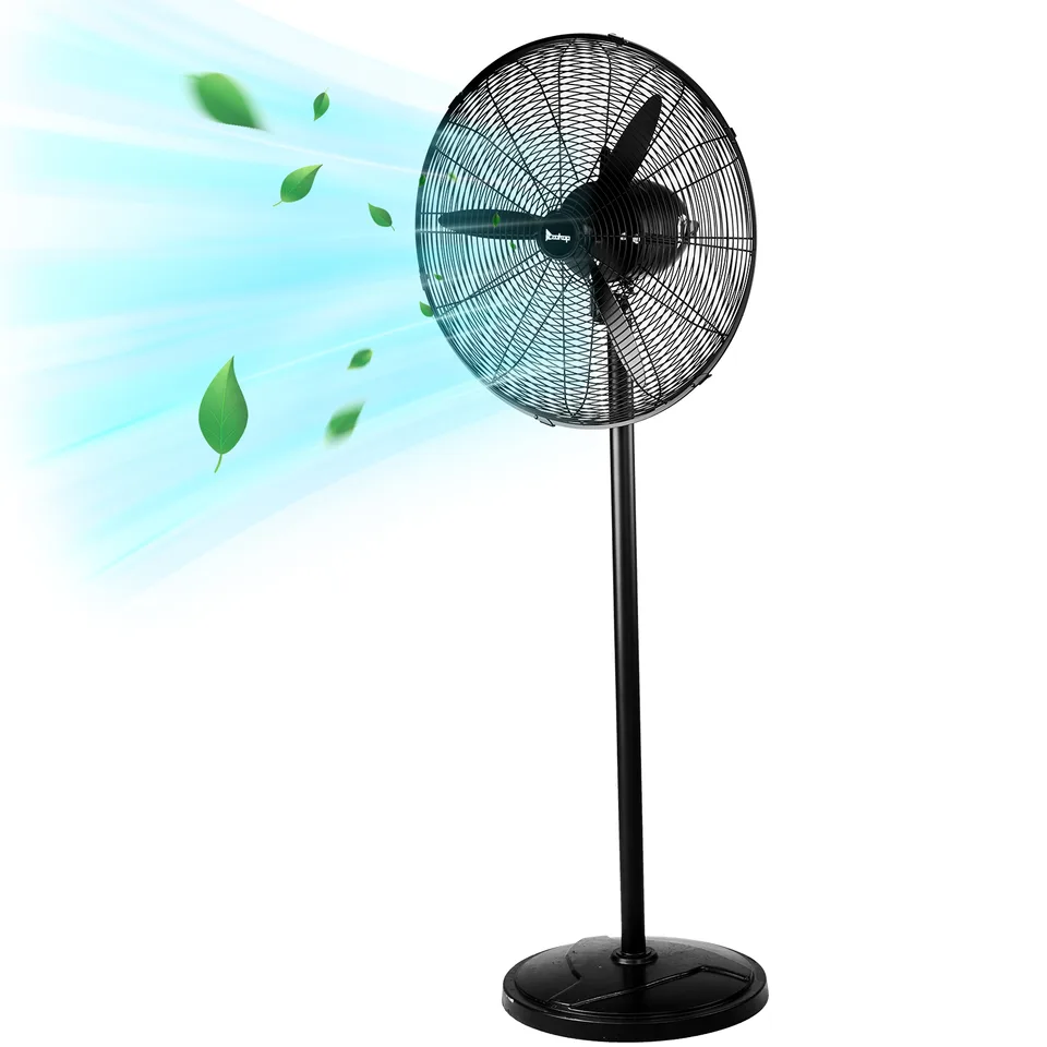 20 Inch Oscillating Pedestal Floor Fan, 5000 CFM High Velocity Standing Fan With BLDC Copper Motor, 4 Speeds Adjustable Height & Tilt Aluminum Blades Metal Industrial Fan For Garage Workshop Comm view 2