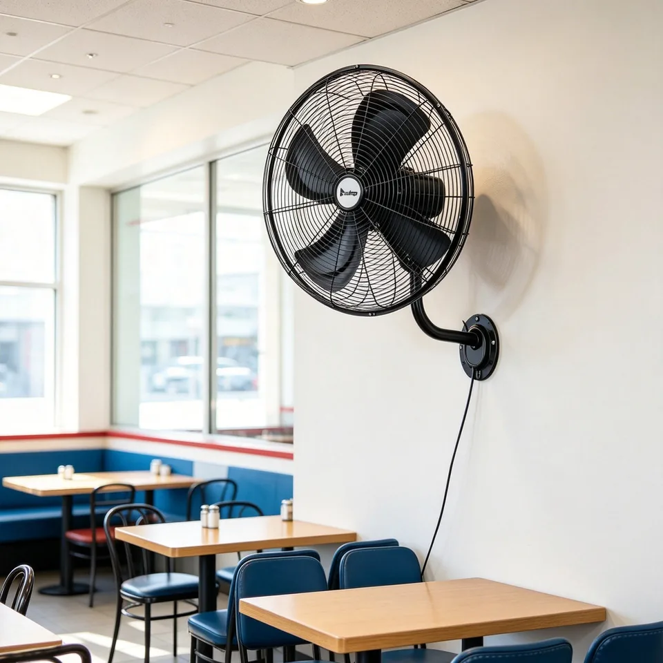 18 Inch High Velocity Oscillating Wall Mount Fan, 3 Speed Heavy Duty Metal Industrial Wall Fan, Horizontal Oscillation & Tilt Adjustable, 110V Wall Fan For Commercial Restaurant Garage Worksho