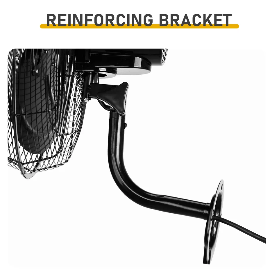 18 Inch High Velocity Oscillating Wall Mount Fan, 3 Speed Heavy Duty Metal Industrial Wall Fan, Horizontal Oscillation & Tilt Adjustable view 4
