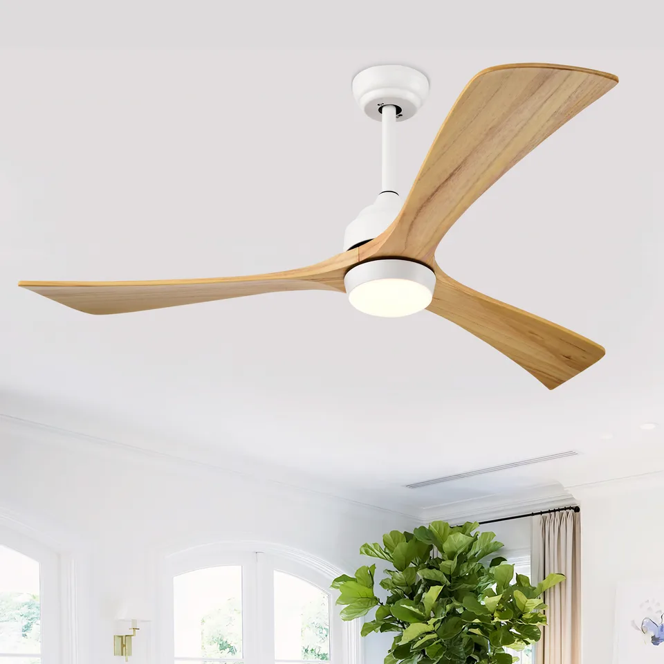 52 Solid Wood Blades Ceiling Fan With Lights Remote Control,Quiet DC Motor 3 Blade Ceiling Fans 6 Speed Levels,Reversible Ceiling Fan, For view 2