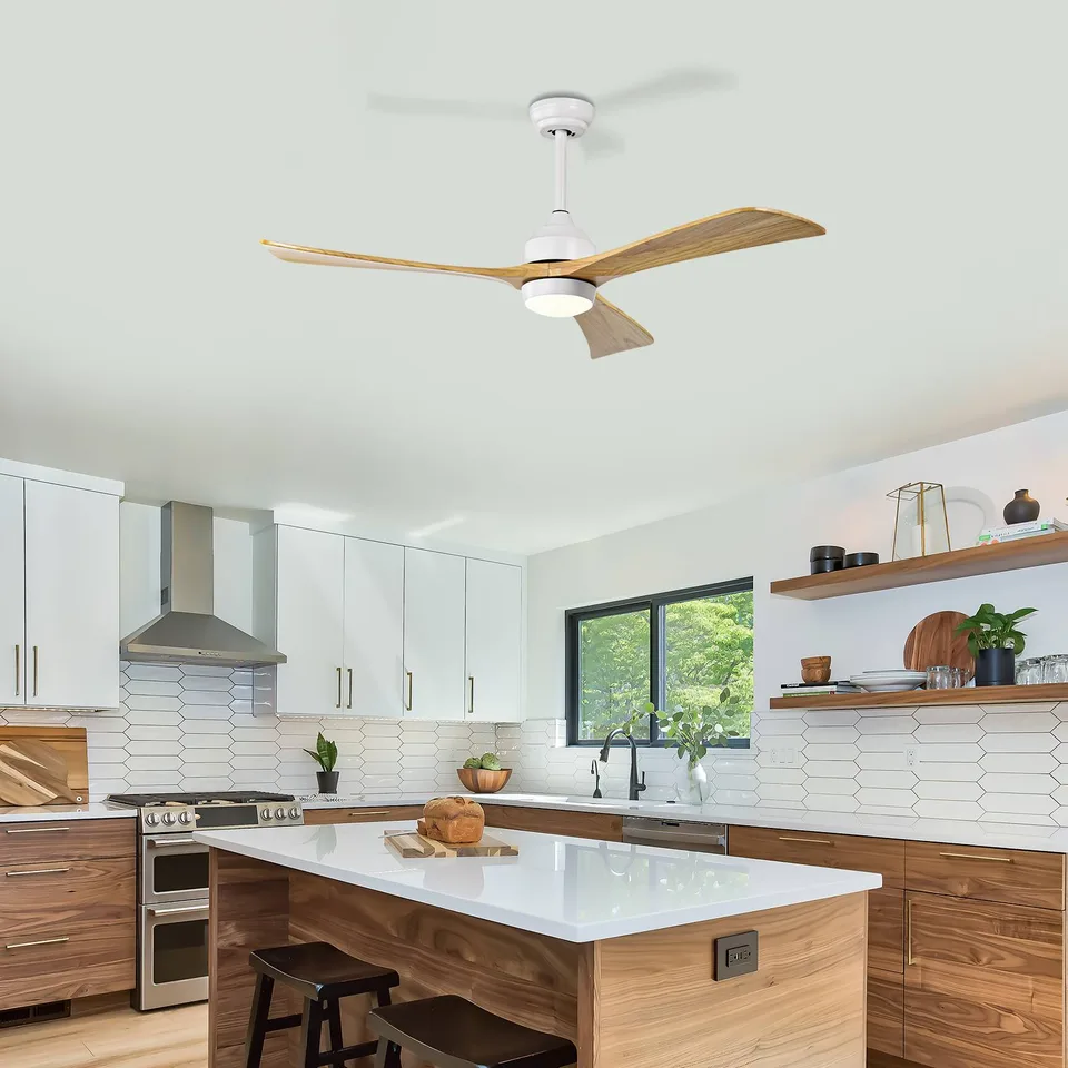 52 Solid Wood Blades Ceiling Fan With Lights Remote Control,Quiet DC Motor 3 Blade Ceiling Fans 6 Speed Levels,Reversible Ceiling Fan, For view 3