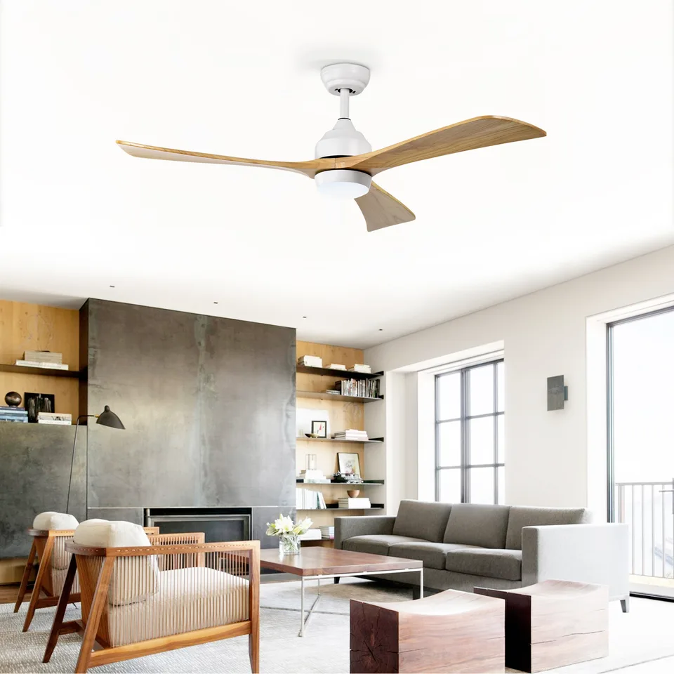 52 Solid Wood Blades Ceiling Fan With Lights Remote Control,Quiet DC Motor 3 Blade Ceiling Fans 6 Speed Levels,Reversible Ceiling Fan, For view 4