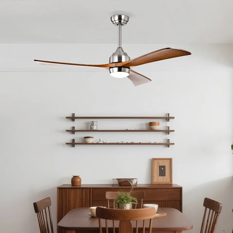52in Solid Wood Blades Ceiling Fan With Lights Remote Control,Quiet DC Motor 3 Blade Ceiling Fans 6 Speed Levels,Reversible Ceiling Fan, For view 3