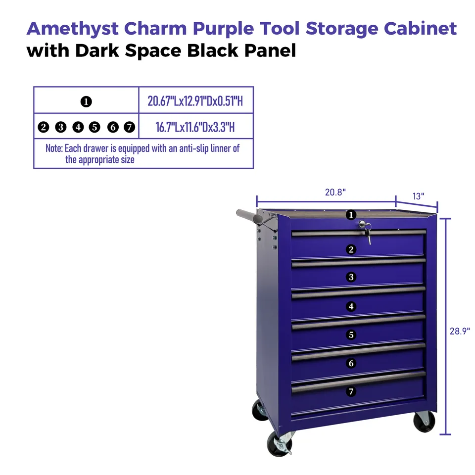 Rolling Metal Tool Chest With 6 Drawers, 20inch 6-Drawer Tool Chest Cabinet With Ball Bearing Drawer Slides, Steel Tool Storage Box view 3