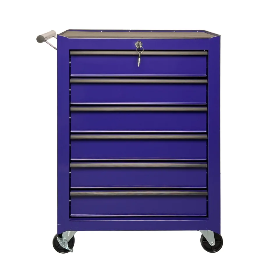 Rolling Metal Tool Chest With 6 Drawers, 20inch 6-Drawer Tool Chest Cabinet With Ball Bearing Drawer Slides, Steel Tool Storage Box Organizer -PURPLE