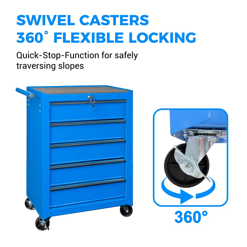 Rolling Metal Tool Chest With 5 Drawers, 20inch 5-Drawer Tool Chest Cabinet With Ball Bearing Drawer Slides, Steel Tool Storage Box view 4