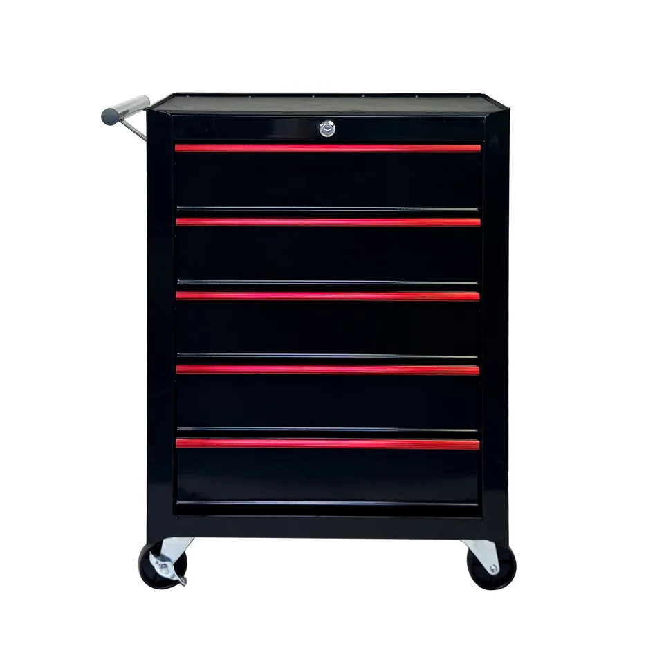 Rolling Metal Tool Chest With 5 Drawers, 20inch 5-Drawer Tool Chest Cabinet With Ball Bearing Drawer Slides, Steel Tool Storage Box Organizer -BLACK