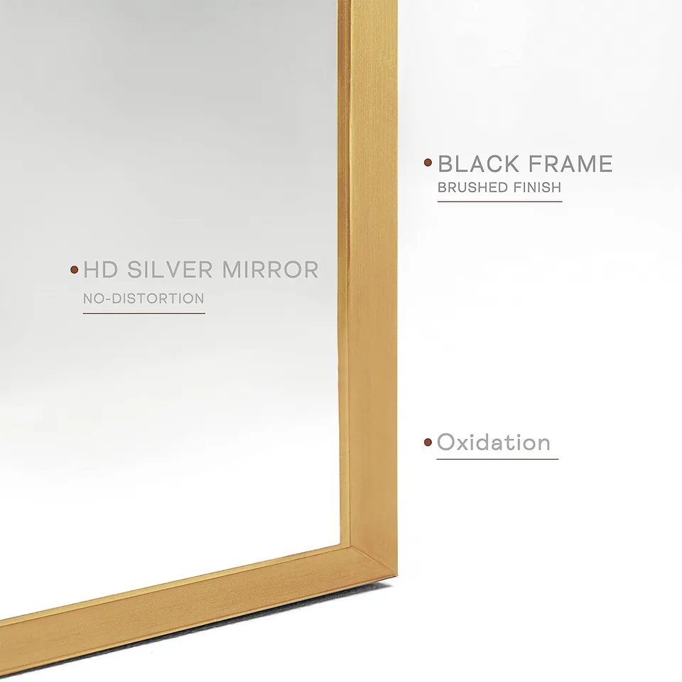 24x36 Inch Gold Metal Framed Arched Bathrrom Mirror For Wall. W2203134100 view 4