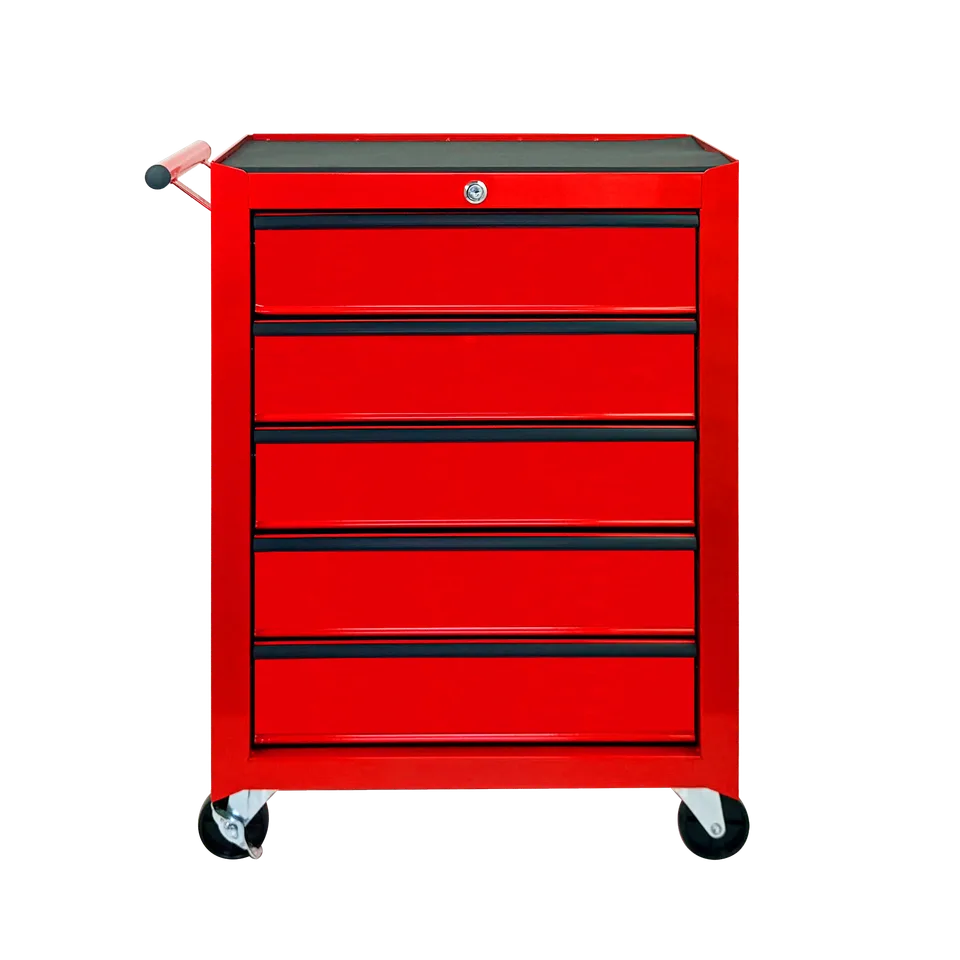 Rolling Metal Tool Chest With 5 Drawers, 20inch 5-Drawer Tool Chest Cabinet With Ball Bearing Drawer Slides, Steel Tool Storage Box Organizer-RED