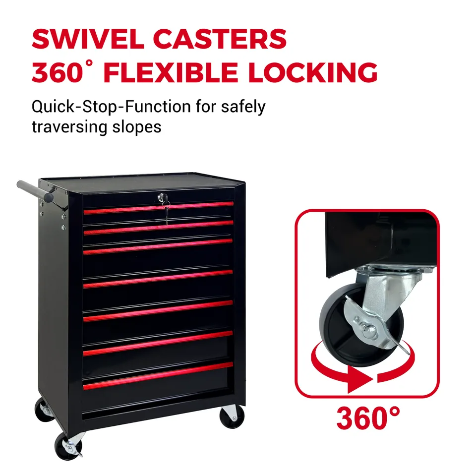 Rolling Metal Tool Chest With 7 Drawers, 20inch 7-Drawer Tool Chest Cabinet With Ball Bearing Drawer Slides, Steel Tool Storage Box view 2