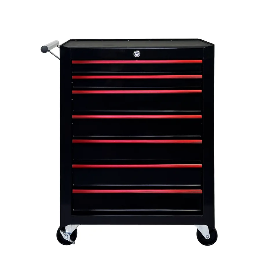Rolling Metal Tool Chest With 7 Drawers, 20inch 7-Drawer Tool Chest Cabinet With Ball Bearing Drawer Slides, Steel Tool Storage Box Organizer -BLACK