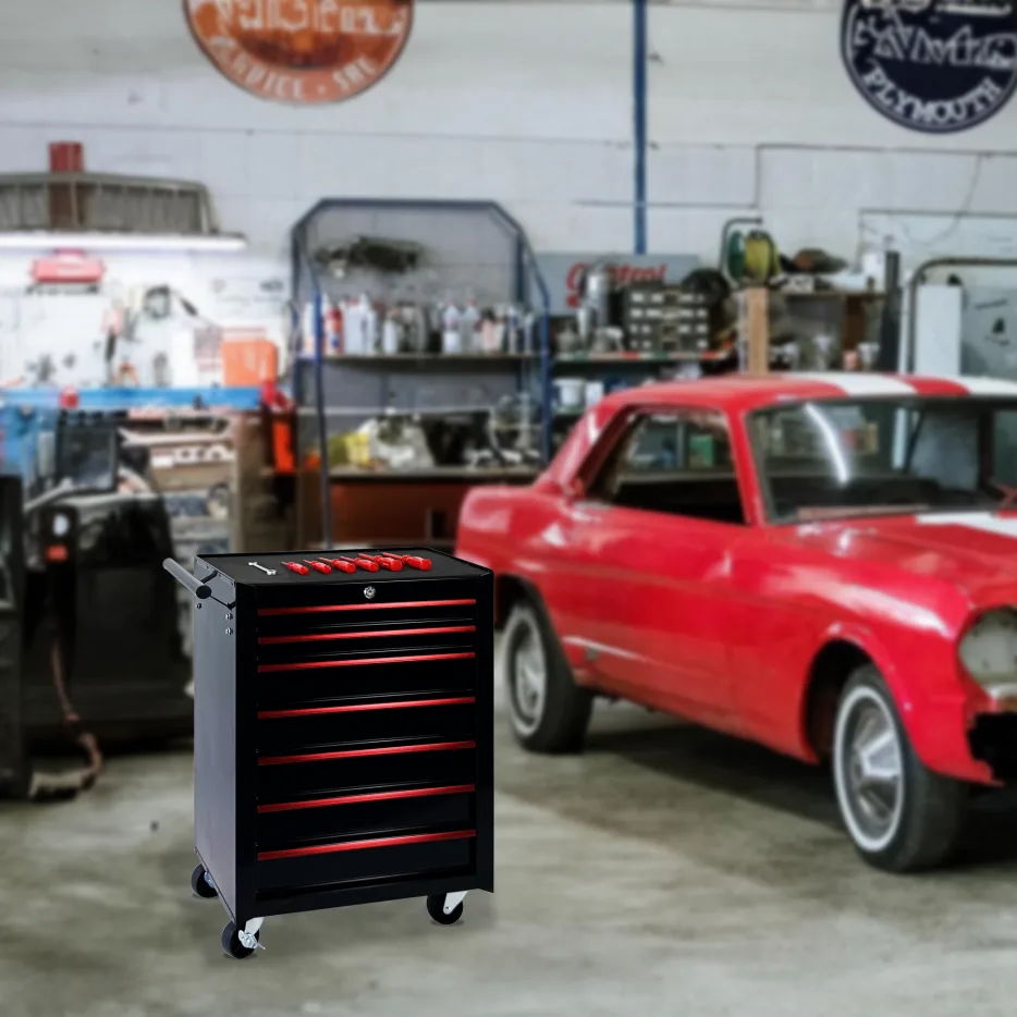 Rolling Metal Tool Chest With 7 Drawers, 20inch 7-Drawer Tool Chest Cabinet With Ball Bearing Drawer Slides, Steel Tool Storage Box view 4