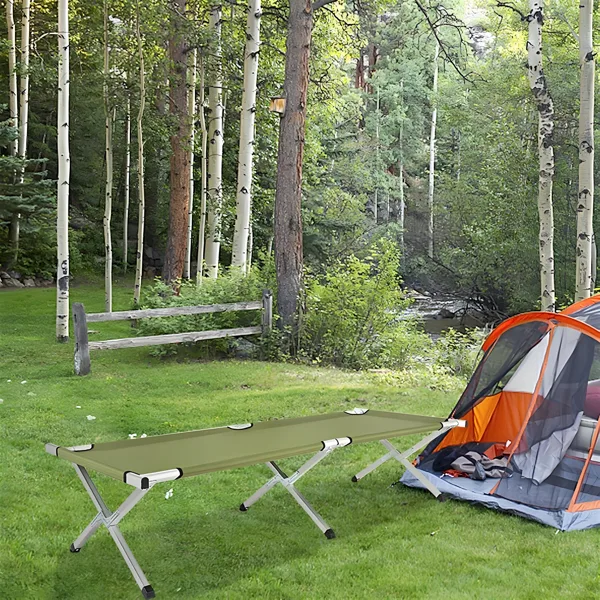 Portable Folding Camping Cot With Carrying Bag Army Green view 2