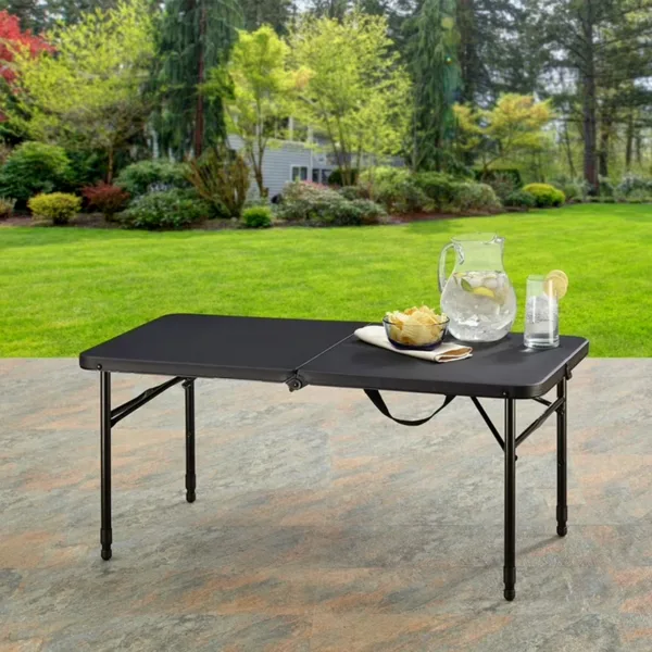 40in Plastic Adjustable Height Fold-in-Half Folding Table, Rich Black Shipment From Walmart view 4