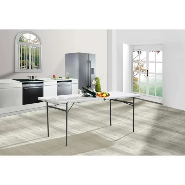 6 Foot Bi-Fold Plastic Folding Table, White Shipment From Walmart view 2