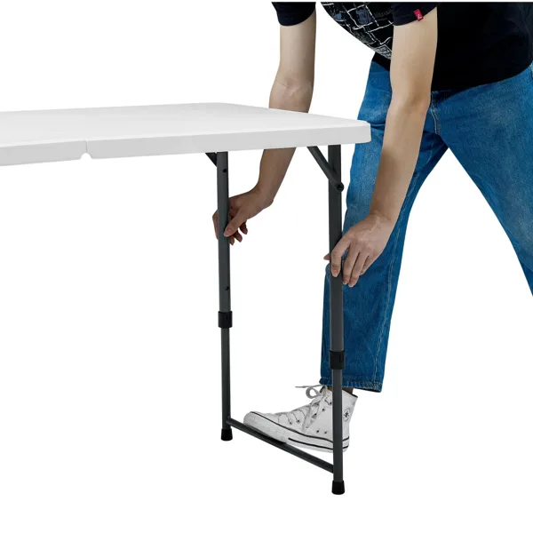 4 Foot Adjustable Height Folding Plastic Table, White Shipment From Walmart view 4