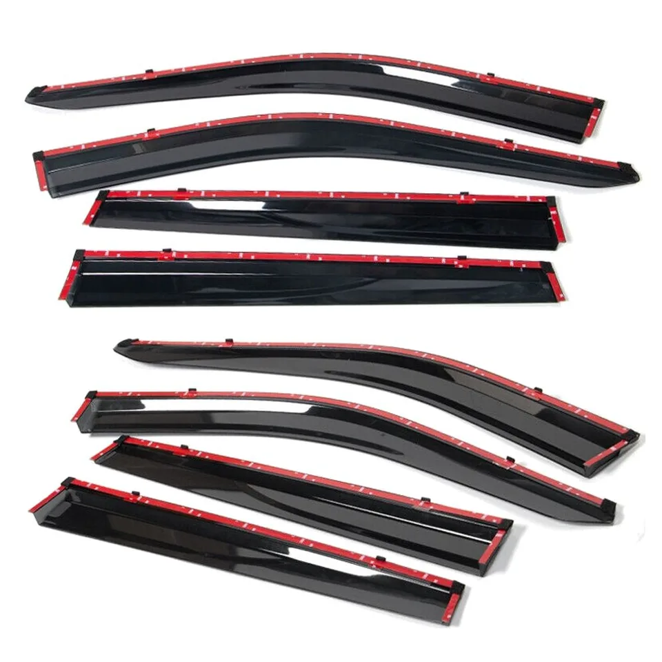 Ansicht 8 von Fits 17-23 J Eep Compass MP Polycarbonate W-Chrome Trim Window Visors Deflector