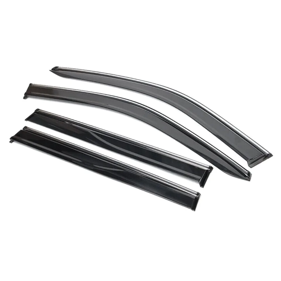 Ansicht 1 von Fits 17-23 J Eep Compass MP Polycarbonate W-Chrome Trim Window Visors Deflector