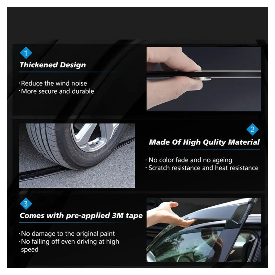 Weergave 7 van For 16-19 Volt For 16-19 Volt 4PCS Window Visors Rain Guard Deflector - Smoke
