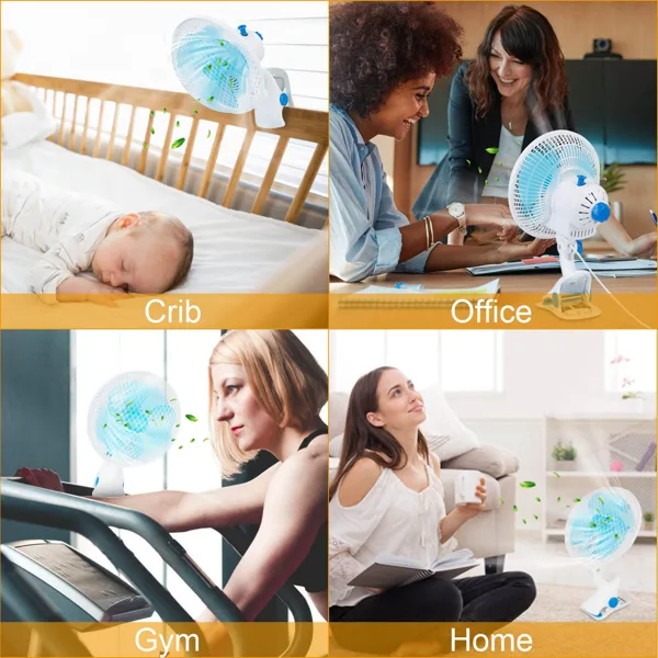 3-in-1 Clip On Fan, Quiet Small Desk Fan With 2 Speeds & Auto Oscillation, Clamp Fan For Office Bedroom Stroller, Safe For Baby view 4