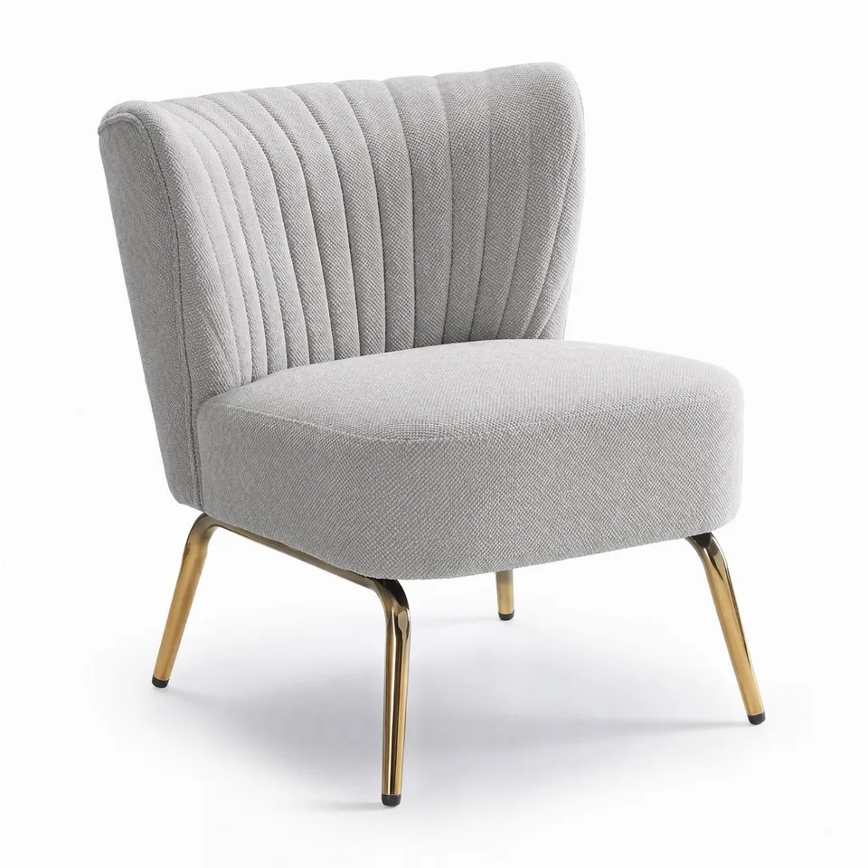 Small Armless Accent Chair, Upholstered Seat With Metal Legs, Modern Side Chair For Any Room view 3