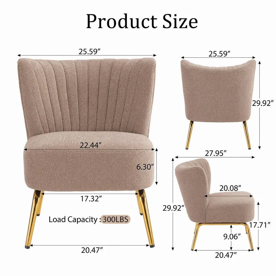 Small Armless Accent Chair, Upholstered Seat With Metal Legs, Modern Side Chair For Any Room view 4
