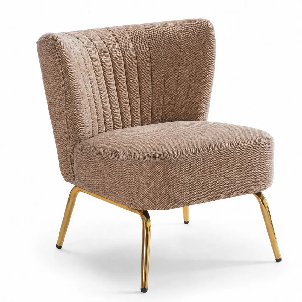 Small Armless Accent Chair, Upholstered Seat With Metal Legs, Modern Side Chair For Any Room
